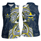 North Queensland Cowboys Women Sleeveless Polo Shirt Polynesian Tribal Tattoo Pacific Sport Art
