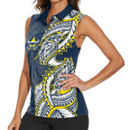 North Queensland Cowboys Women Sleeveless Polo Shirt Polynesian Tribal Tattoo Pacific Sport Art