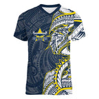 North Queensland Cowboys Women V-Neck T-Shirt Polynesian Tribal Tattoo Pacific Sport Art