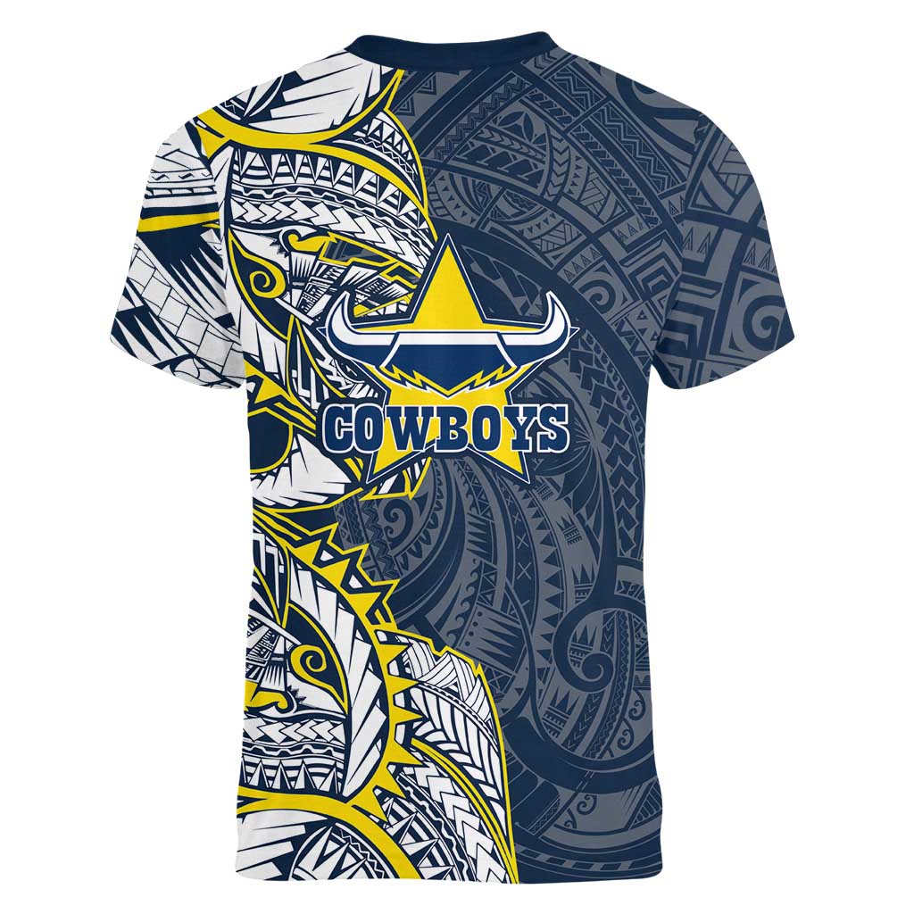 North Queensland Cowboys Women V-Neck T-Shirt Polynesian Tribal Tattoo Pacific Sport Art