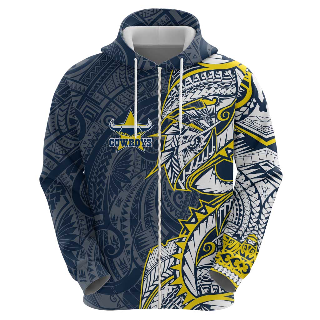 North Queensland Cowboys Zip Hoodie Polynesian Tribal Tattoo Pacific Sport Art
