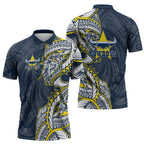 North Queensland Cowboys Zipper Polo Shirt Polynesian Tribal Tattoo Pacific Sport Art