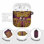 Brisbane Broncos Rugby AirPods Case Polynesian Tribal Pattern Warrior Horse Maroon Gold Pattern