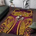 Brisbane Broncos Rugby Area Rug Polynesian Tribal Pattern Warrior Horse Maroon Gold Pattern