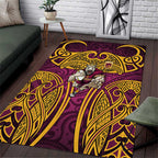 Brisbane Broncos Rugby Area Rug Polynesian Tribal Pattern Warrior Horse Maroon Gold Pattern