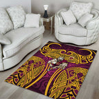 Brisbane Broncos Rugby Area Rug Polynesian Tribal Pattern Warrior Horse Maroon Gold Pattern