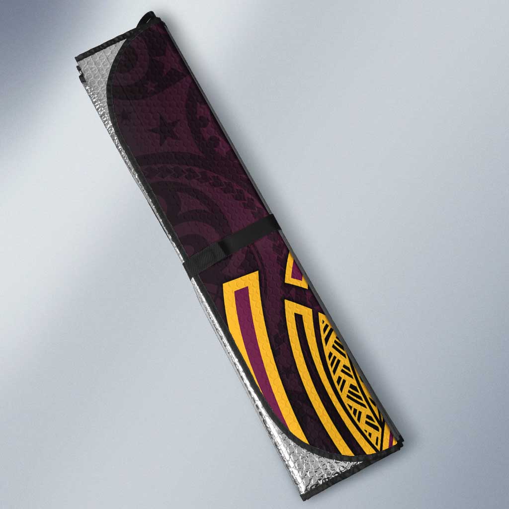 Brisbane Broncos Rugby Auto Sun Shade Polynesian Tribal Pattern Warrior Horse Maroon Gold Pattern