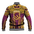 Brisbane Broncos Rugby Baseball Jacket Polynesian Tribal Pattern Warrior Horse Maroon Gold Pattern