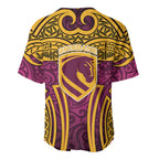 Brisbane Broncos Rugby Baseball Jersey Polynesian Tribal Pattern Warrior Horse Maroon Gold Pattern