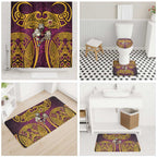 Brisbane Broncos Rugby Bathroom Set Polynesian Tribal Pattern Warrior Horse Maroon Gold Pattern