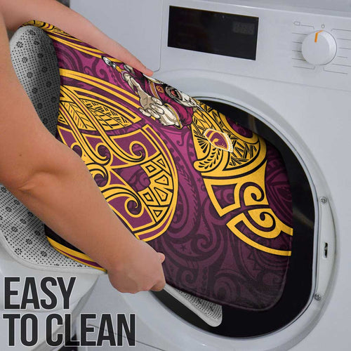 Brisbane Broncos Rugby Bathroom Set Polynesian Tribal Pattern Warrior Horse Maroon Gold Pattern