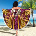 Brisbane Broncos Rugby Beach Blanket Polynesian Tribal Pattern Warrior Horse Maroon Gold Pattern