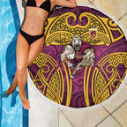Brisbane Broncos Rugby Beach Blanket Polynesian Tribal Pattern Warrior Horse Maroon Gold Pattern