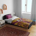 Brisbane Broncos Rugby Bedding Set Polynesian Tribal Pattern Warrior Horse Maroon Gold Pattern