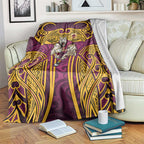 Brisbane Broncos Rugby Blanket Polynesian Tribal Pattern Warrior Horse Maroon Gold Pattern