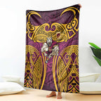 Brisbane Broncos Rugby Blanket Polynesian Tribal Pattern Warrior Horse Maroon Gold Pattern