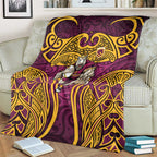 Brisbane Broncos Rugby Blanket Polynesian Tribal Pattern Warrior Horse Maroon Gold Pattern
