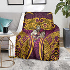 Brisbane Broncos Rugby Blanket Polynesian Tribal Pattern Warrior Horse Maroon Gold Pattern