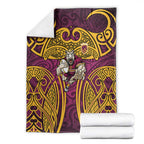 Brisbane Broncos Rugby Blanket Polynesian Tribal Pattern Warrior Horse Maroon Gold Pattern