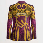 Brisbane Broncos Rugby Blazer Polynesian Tribal Pattern Warrior Horse Maroon Gold Pattern