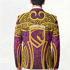 Brisbane Broncos Rugby Blazer Polynesian Tribal Pattern Warrior Horse Maroon Gold Pattern