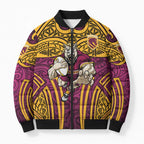 Brisbane Broncos Rugby Bomber Puffer Jacket Polynesian Tribal Pattern Warrior Horse Maroon Gold Pattern