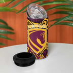 Brisbane Broncos Rugby 4 in 1 Can Cooler Tumbler Polynesian Tribal Pattern Warrior Horse Maroon Gold Pattern