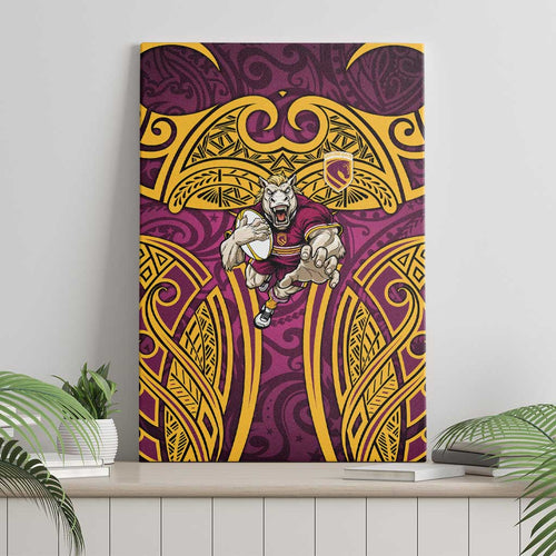 Brisbane Broncos Rugby Canvas Wall Art Polynesian Tribal Pattern Warrior Horse Maroon Gold Pattern