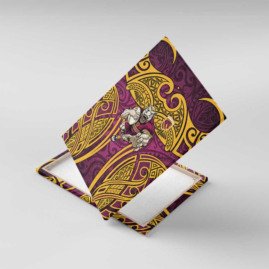 Brisbane Broncos Rugby Canvas Wall Art Polynesian Tribal Pattern Warrior Horse Maroon Gold Pattern