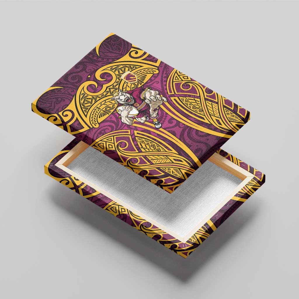 Brisbane Broncos Rugby Canvas Wall Art Polynesian Tribal Pattern Warrior Horse Maroon Gold Pattern