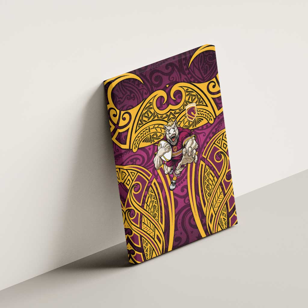 Brisbane Broncos Rugby Canvas Wall Art Polynesian Tribal Pattern Warrior Horse Maroon Gold Pattern