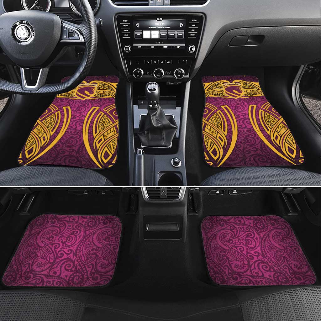 Brisbane Broncos Rugby Car Mats Polynesian Tribal Pattern Warrior Horse Maroon Gold Pattern