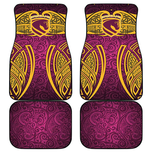 Brisbane Broncos Rugby Car Mats Polynesian Tribal Pattern Warrior Horse Maroon Gold Pattern