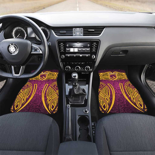 Brisbane Broncos Rugby Car Mats Polynesian Tribal Pattern Warrior Horse Maroon Gold Pattern