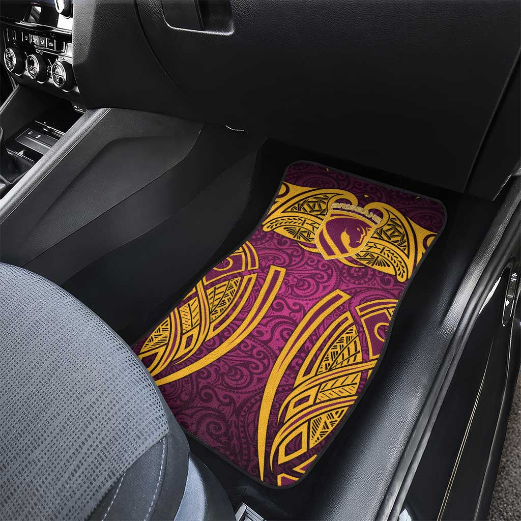 Brisbane Broncos Rugby Car Mats Polynesian Tribal Pattern Warrior Horse Maroon Gold Pattern