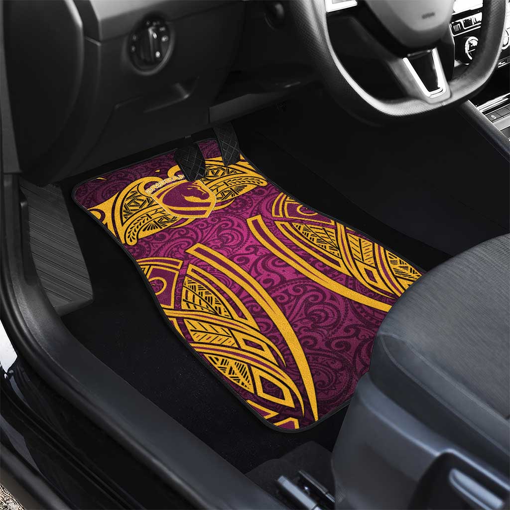 Brisbane Broncos Rugby Car Mats Polynesian Tribal Pattern Warrior Horse Maroon Gold Pattern