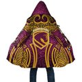Brisbane Broncos Rugby Cloak Polynesian Tribal Pattern Warrior Horse Maroon Gold Pattern