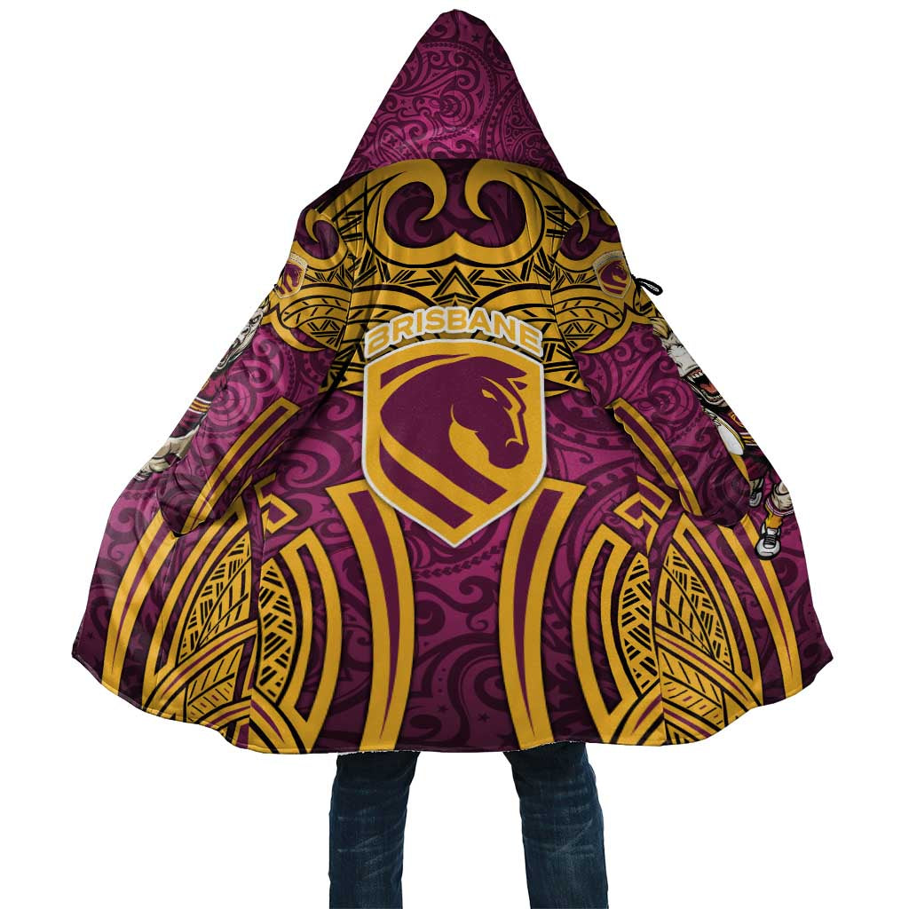 Brisbane Broncos Rugby Cloak Polynesian Tribal Pattern Warrior Horse Maroon Gold Pattern