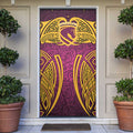 Brisbane Broncos Rugby Door Cover Polynesian Tribal Pattern Warrior Horse Maroon Gold Pattern