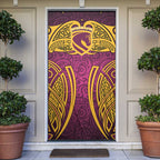 Brisbane Broncos Rugby Door Cover Polynesian Tribal Pattern Warrior Horse Maroon Gold Pattern