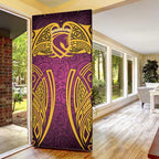 Brisbane Broncos Rugby Door Cover Polynesian Tribal Pattern Warrior Horse Maroon Gold Pattern
