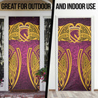 Brisbane Broncos Rugby Door Cover Polynesian Tribal Pattern Warrior Horse Maroon Gold Pattern