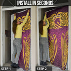 Brisbane Broncos Rugby Door Cover Polynesian Tribal Pattern Warrior Horse Maroon Gold Pattern