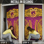 Brisbane Broncos Rugby Door Cover Polynesian Tribal Pattern Warrior Horse Maroon Gold Pattern