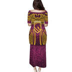 Brisbane Broncos Rugby Family Matching Puletasi and Hawaiian Shirt Polynesian Tribal Pattern Warrior Horse Maroon Gold Pattern
