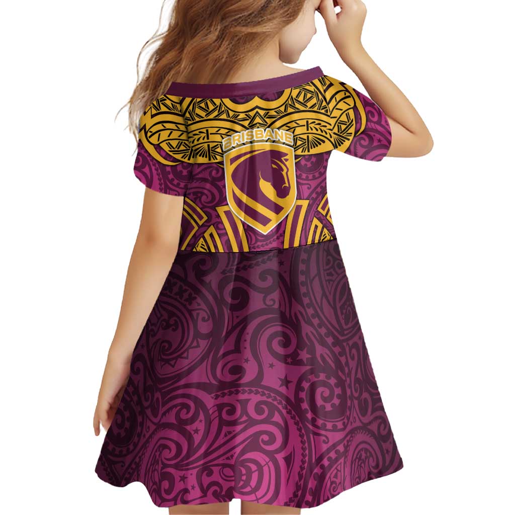 Brisbane Broncos Rugby Family Matching Tank Maxi Dress and Hawaiian Shirt Polynesian Tribal Pattern Warrior Horse Maroon Gold Pattern