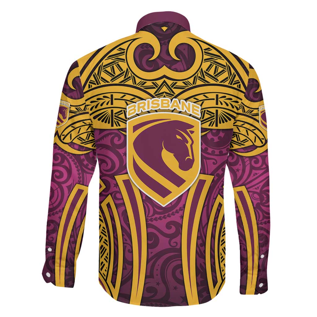 Brisbane Broncos Rugby Family Matching Tank Maxi Dress and Hawaiian Shirt Polynesian Tribal Pattern Warrior Horse Maroon Gold Pattern