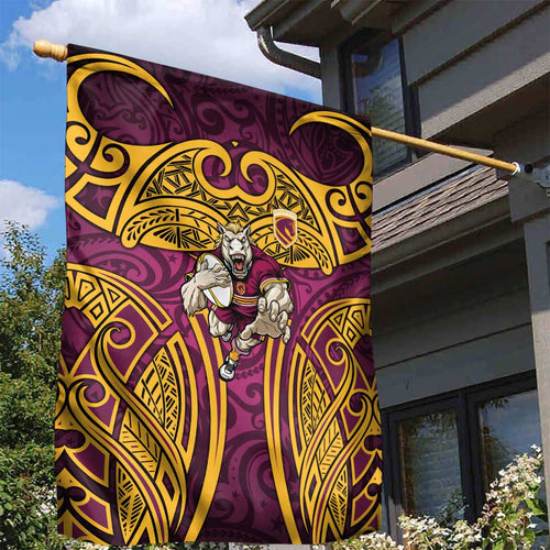 Brisbane Broncos Rugby Garden Flag Polynesian Tribal Pattern Warrior Horse Maroon Gold Pattern