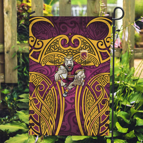 Brisbane Broncos Rugby Garden Flag Polynesian Tribal Pattern Warrior Horse Maroon Gold Pattern