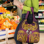 Brisbane Broncos Rugby Grocery Bag Polynesian Tribal Pattern Warrior Horse Maroon Gold Pattern